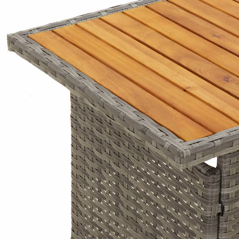 Tuintafel 100x50x43/63 cm acaciahout en poly rattan grijs