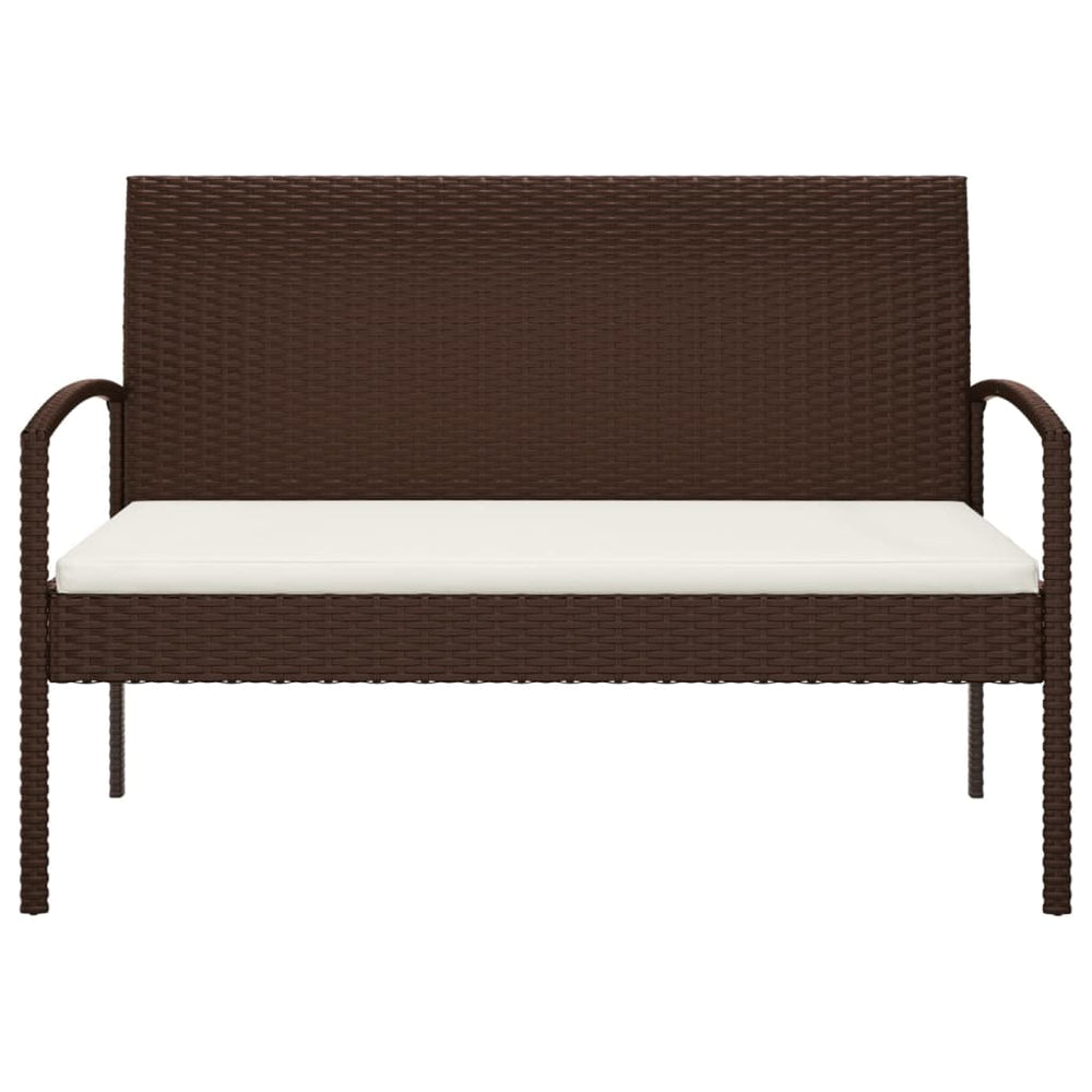 Tuinbank met kussen 105 cm poly rattan bruin MeubelReus