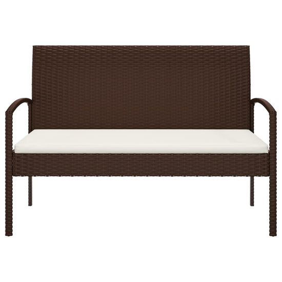 Tuinbank met kussen 105 cm poly rattan bruin MeubelReus