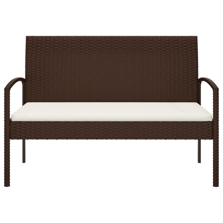 Tuinbank met kussen 105 cm poly rattan bruin MeubelReus