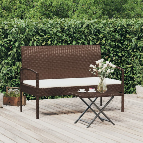 Tuinbank met kussen 105 cm poly rattan bruin MeubelReus