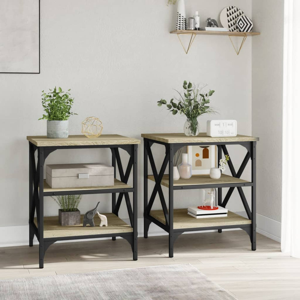 Bijzettafels 2 st 40x42x50 cm bewerkt hout sonoma eikenkleurig MeubelReus