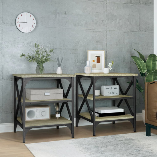 Bijzettafels 2 st 40x42x50 cm bewerkt hout sonoma eikenkleurig MeubelReus