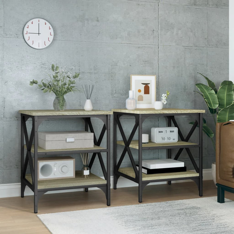 Bijzettafels 2 st 40x42x50 cm bewerkt hout sonoma eikenkleurig MeubelReus