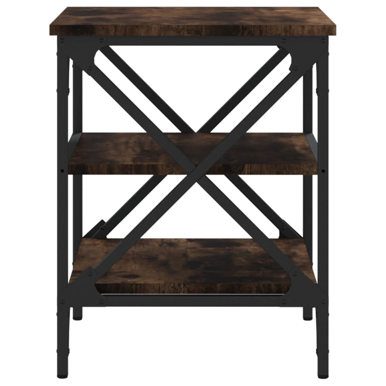 Bijzettafel 40x42x50 cm bewerkt hout gerookt eikenkleurig MeubelReus