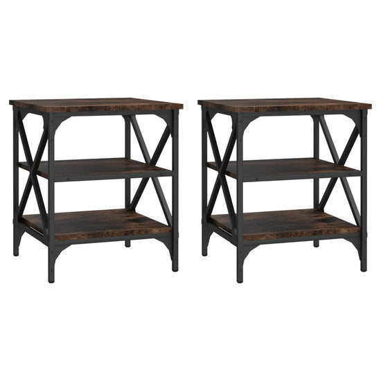 Bijzettafels 2 st 40x42x50 cm bewerkt hout gerookt eikenkleurig MeubelReus