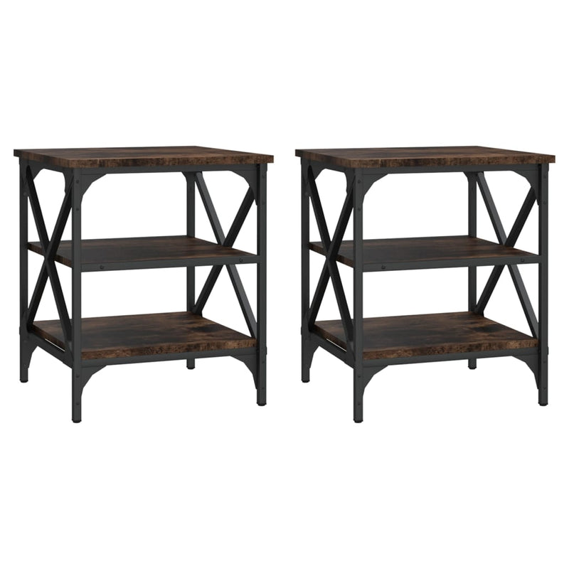 Bijzettafels 2 st 40x42x50 cm bewerkt hout gerookt eikenkleurig MeubelReus
