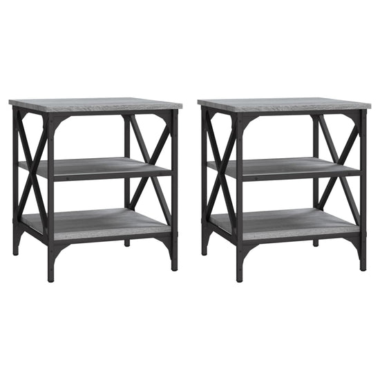 Bijzettafels 2 st 40x42x50 cm bewerkt hout grijs sonoma eiken MeubelReus