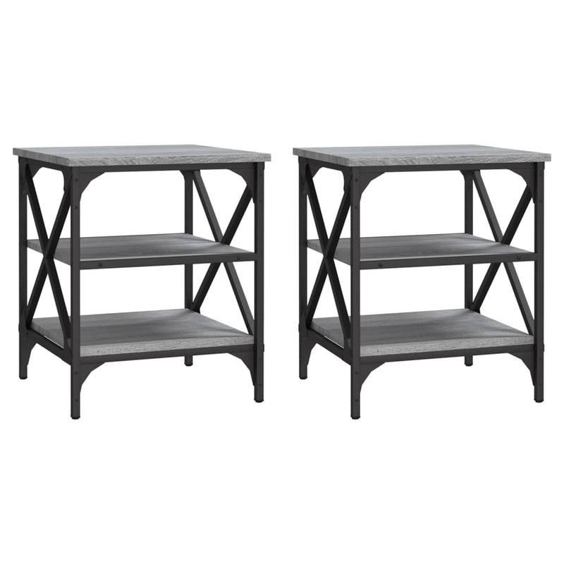 Bijzettafels 2 st 40x42x50 cm bewerkt hout grijs sonoma eiken MeubelReus
