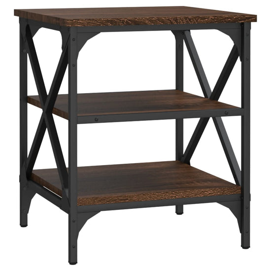 Bijzettafel 40x42x50 cm bewerkt hout bruin eikenkleur MeubelReus