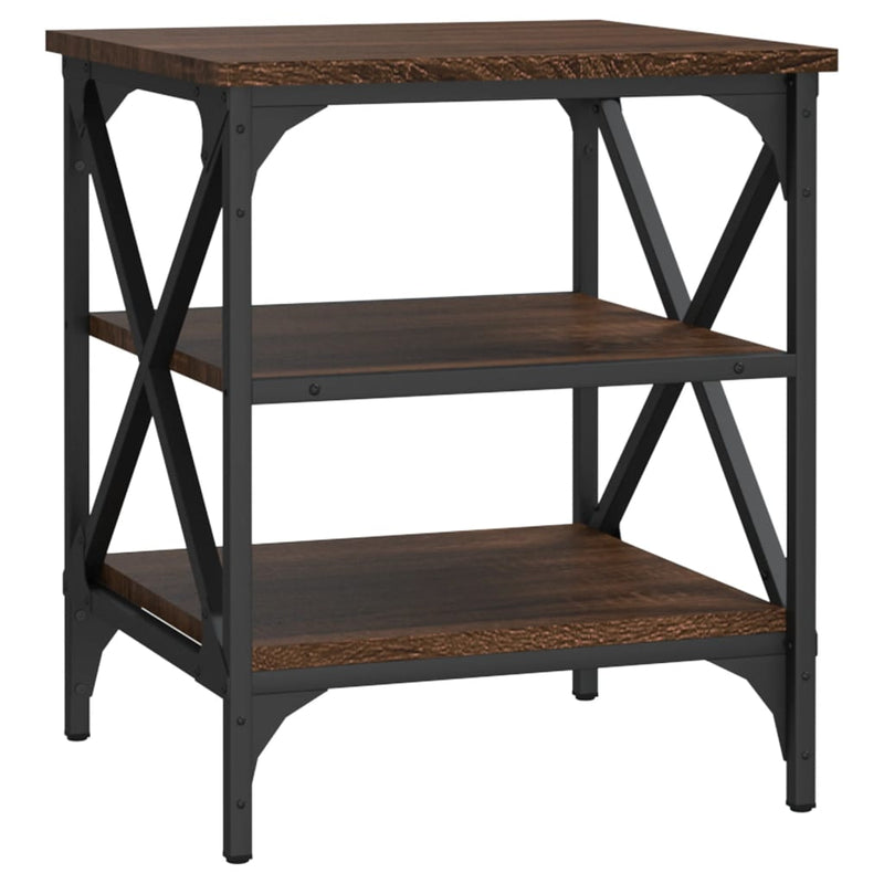 Bijzettafel 40x42x50 cm bewerkt hout bruin eikenkleur MeubelReus