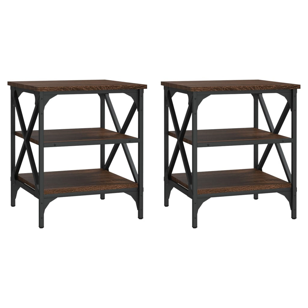 Bijzettafels 2 st 40x42x50 cm bewerkt hout bruin eikenkleur MeubelReus