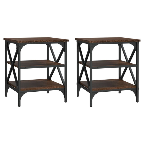 Bijzettafels 2 st 40x42x50 cm bewerkt hout bruin eikenkleur MeubelReus