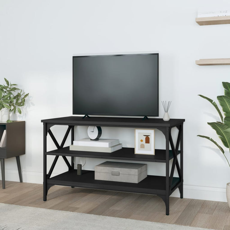 Tv-meubel 80x40x50 cm bewerkt hout zwart MeubelReus
