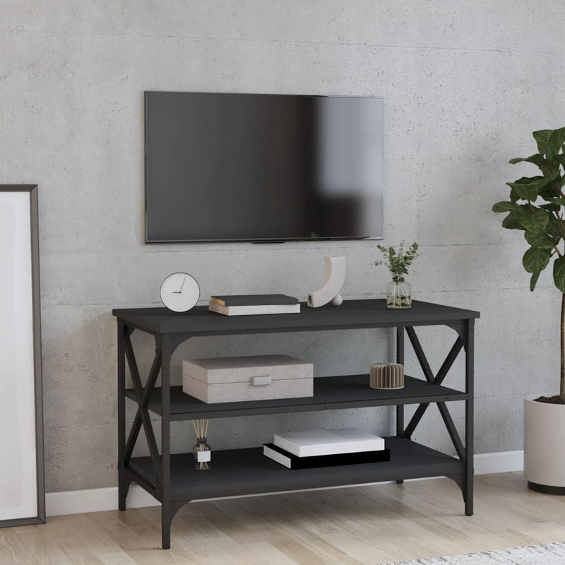Tv-meubel 80x40x50 cm bewerkt hout zwart MeubelReus