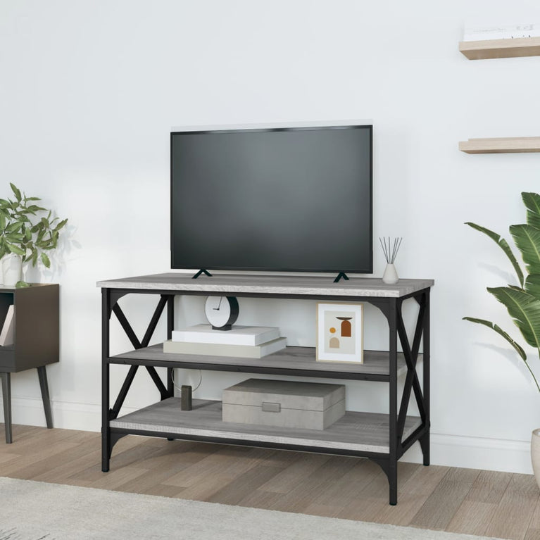 Tv-meubel 80x40x50 cm bewerkt hout grijs sonoma eikenkleurig MeubelReus