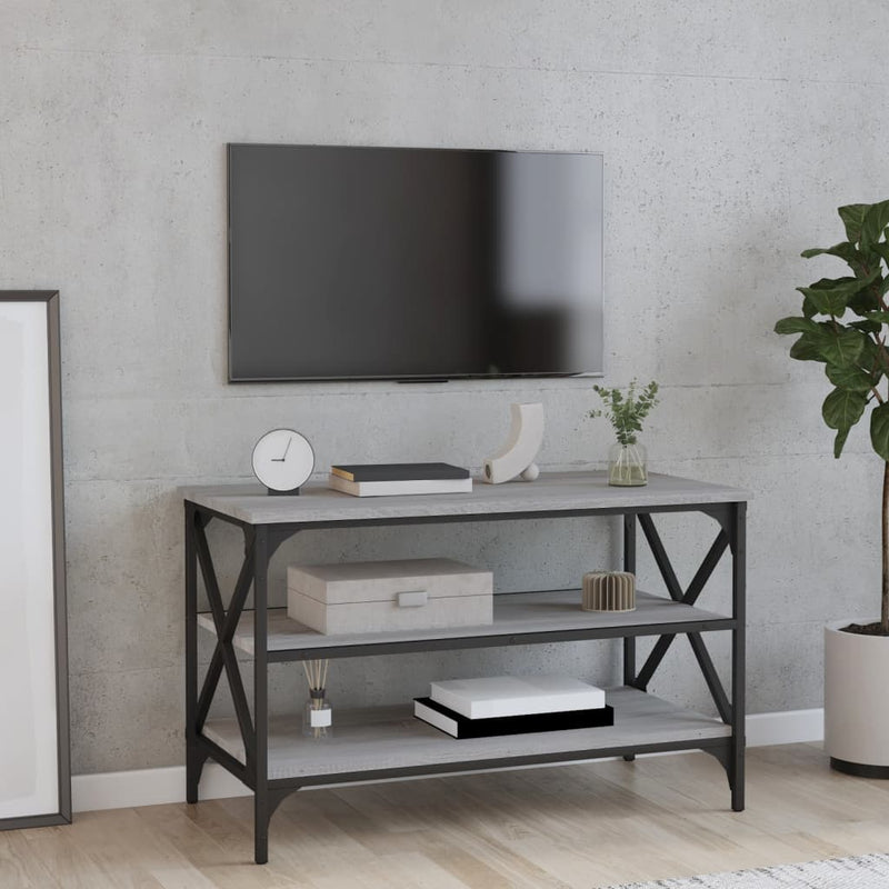 Tv-meubel 80x40x50 cm bewerkt hout grijs sonoma eikenkleurig MeubelReus