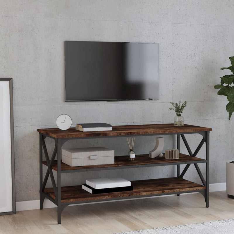 Tv-meubel 100x40x50 cm bewerkt hout gerookt eikenkleurig MeubelReus