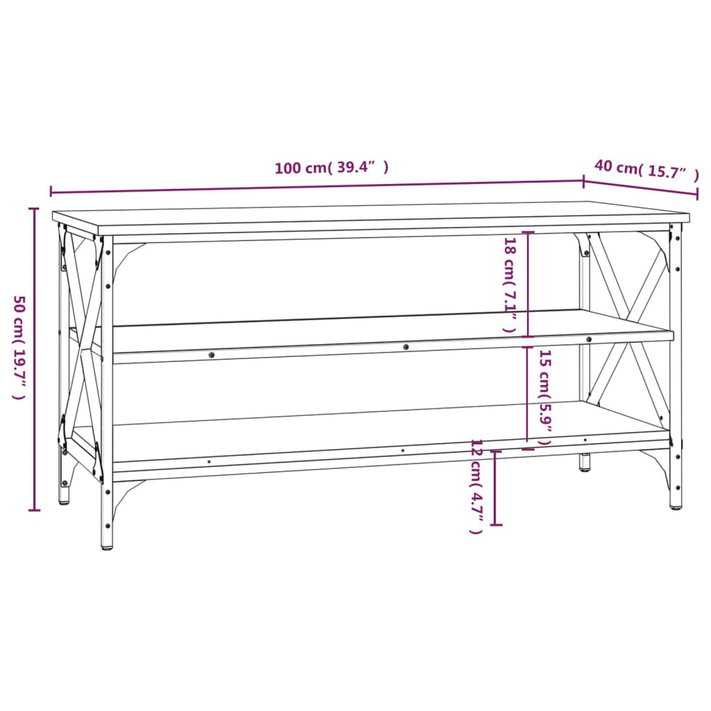 Tv-meubel 100x40x50 cm bewerkt hout grijs sonoma eikenkleurig MeubelReus