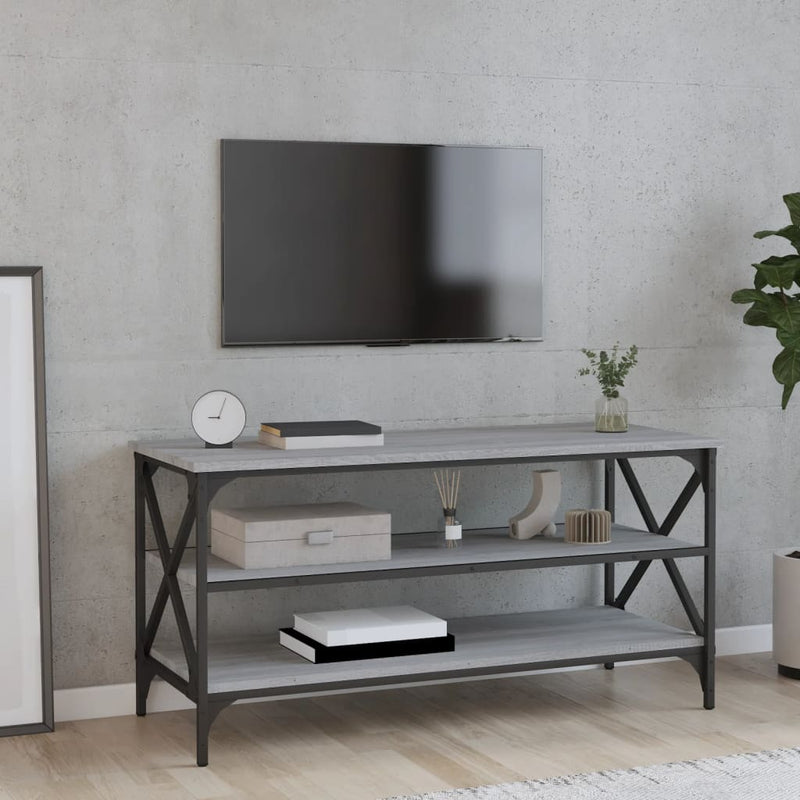 Tv-meubel 100x40x50 cm bewerkt hout grijs sonoma eikenkleurig MeubelReus