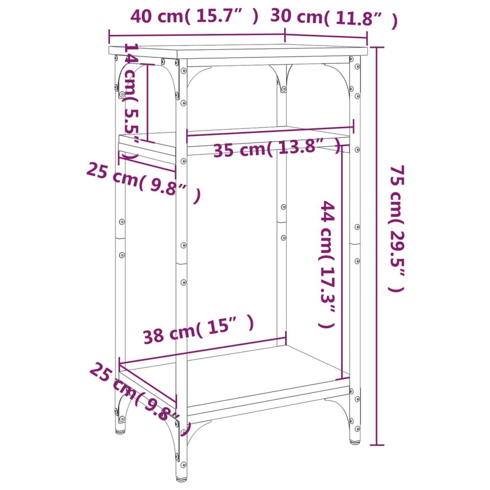 Bijzettafel 40x30x75 cm bewerkt hout sonoma eikenkleurig MeubelReus