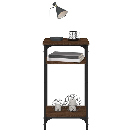 Bijzettafel 40x30x75 cm bewerkt hout bruin eikenkleur MeubelReus