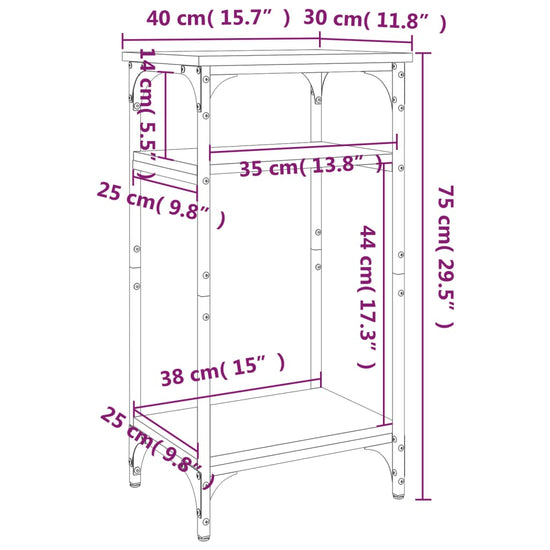 Bijzettafel 40x30x75 cm bewerkt hout bruin eikenkleur MeubelReus