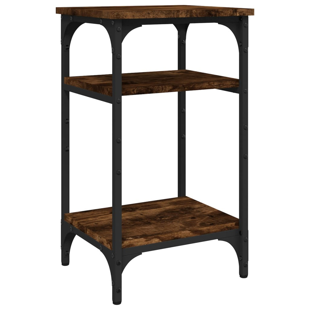 Bijzettafel 35x30x60 cm bewerkt hout gerookt eikenkleurig MeubelReus