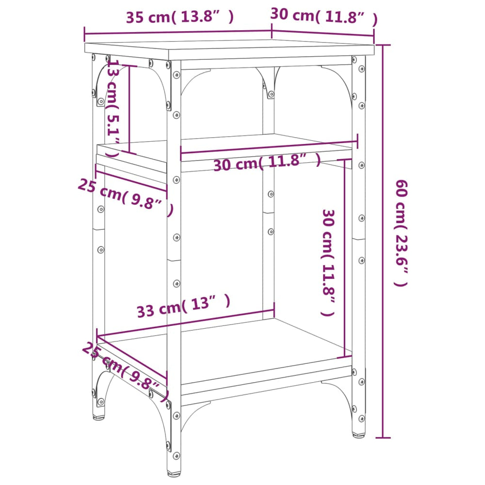 Bijzettafel 35x30x60 cm bewerkt hout bruin eikenkleur MeubelReus