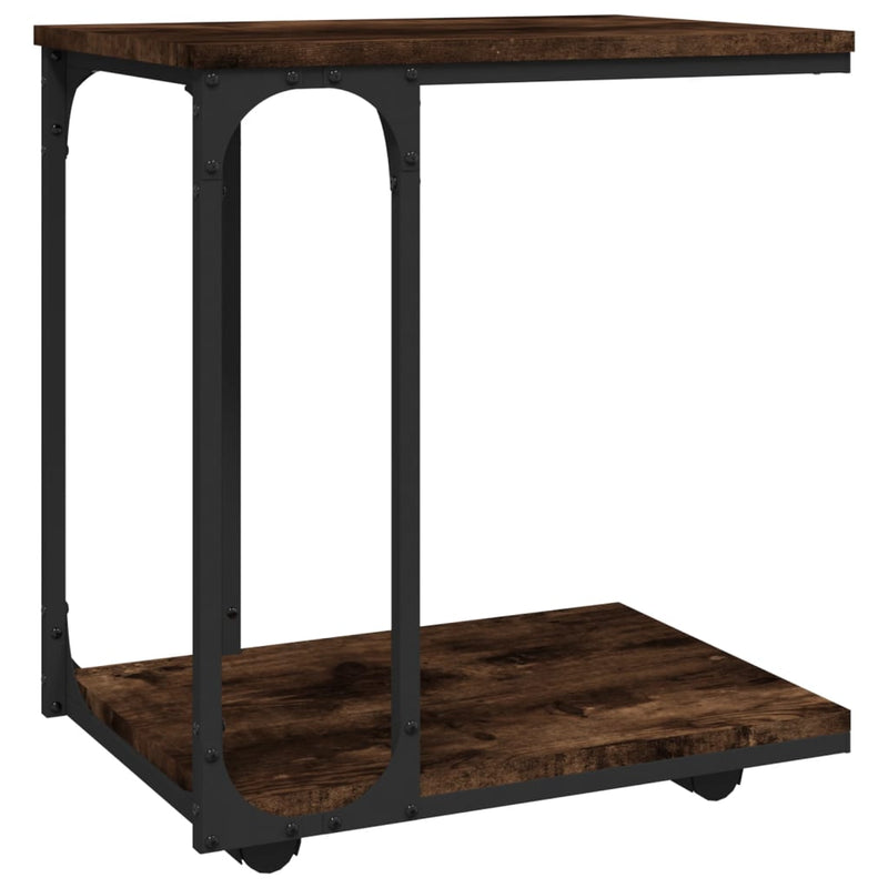Bijzettafel met wieltjes 50x35x55,5 cm hout gerookt eikenkleur MeubelReus
