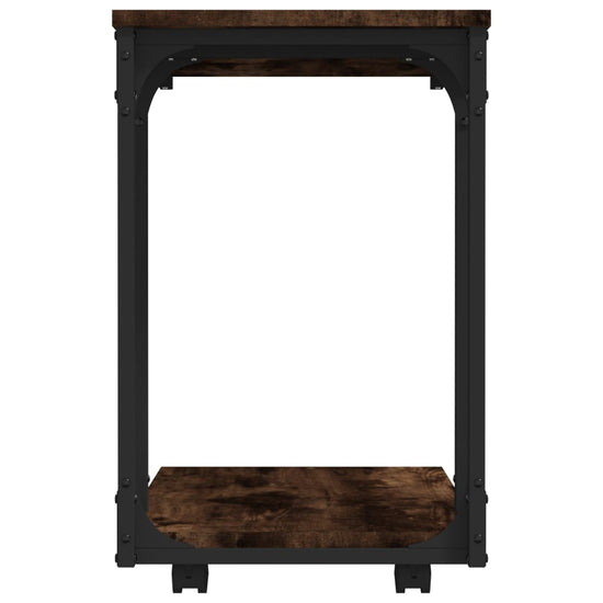 Bijzettafel met wieltjes 50x35x55,5 cm hout gerookt eikenkleur MeubelReus