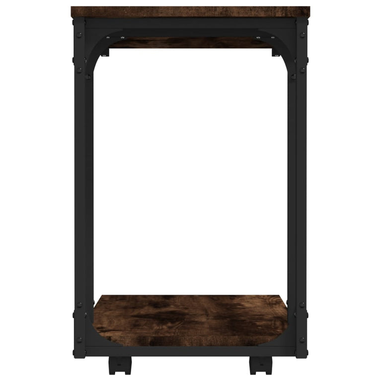 Bijzettafel met wieltjes 50x35x55,5 cm hout gerookt eikenkleur MeubelReus