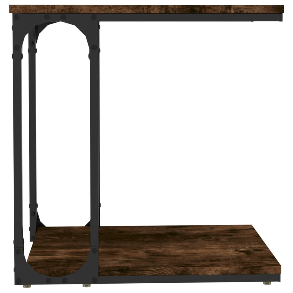 Bijzettafel 50x35x52 cm bewerkt hout gerookt eikenkleurig MeubelReus