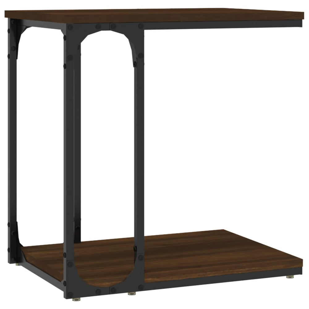 Bijzettafel 50x35x52 cm bewerkt hout bruin eikenkleur MeubelReus