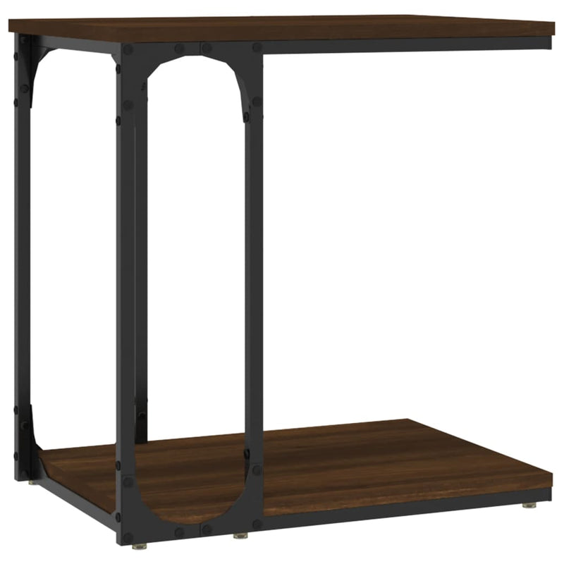 Bijzettafel 50x35x52 cm bewerkt hout bruin eikenkleur MeubelReus
