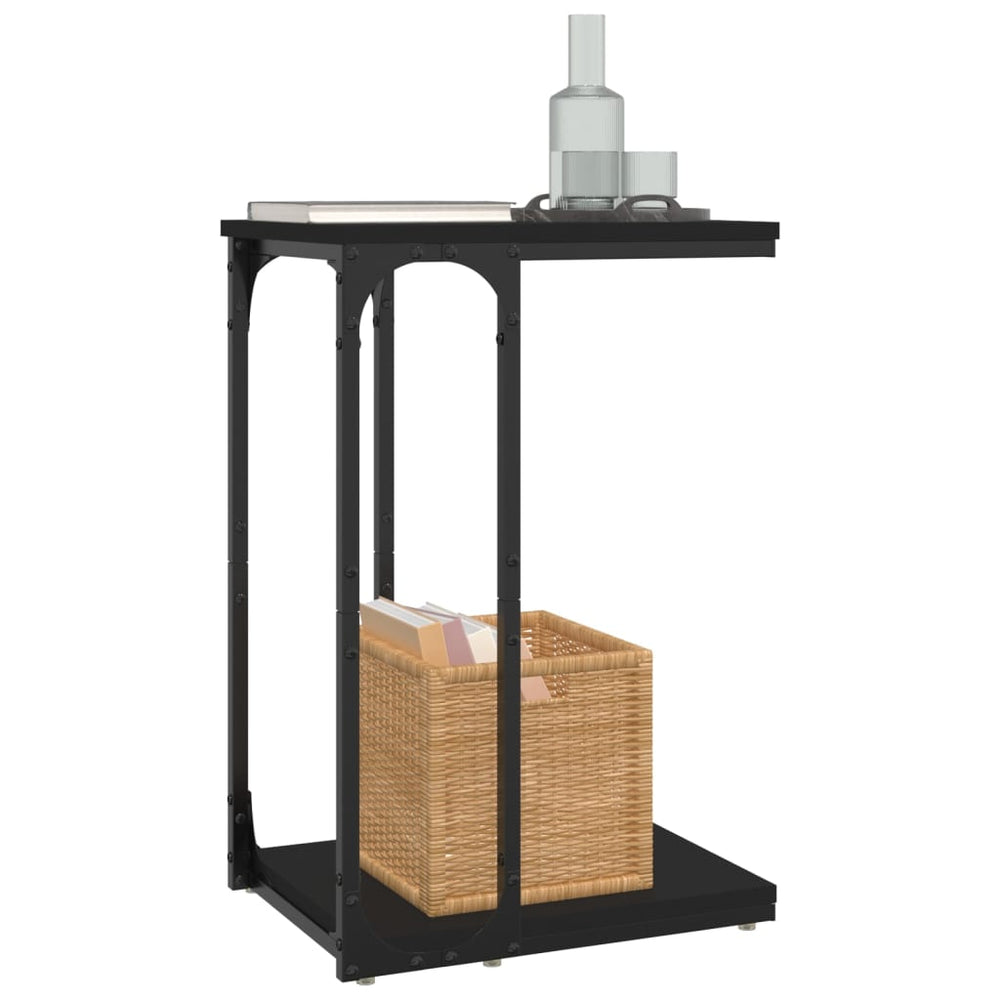 Bijzettafel 40x30x60 cm bewerkt hout zwart MeubelReus