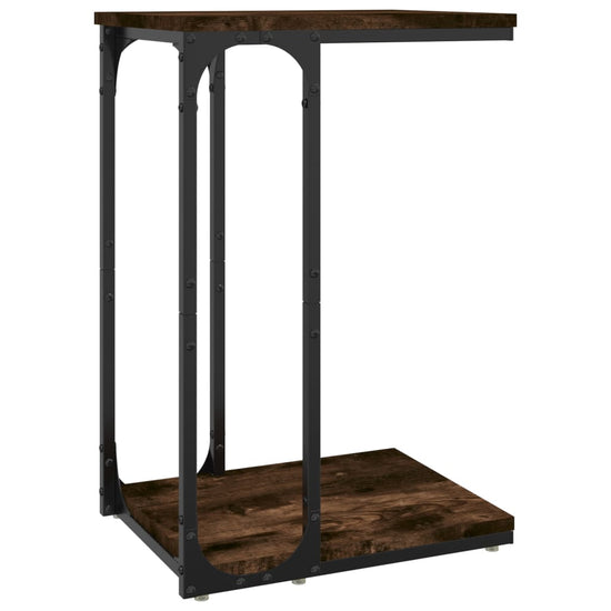 Bijzettafel 40x30x60 cm bewerkt hout gerookt eikenkleurig MeubelReus