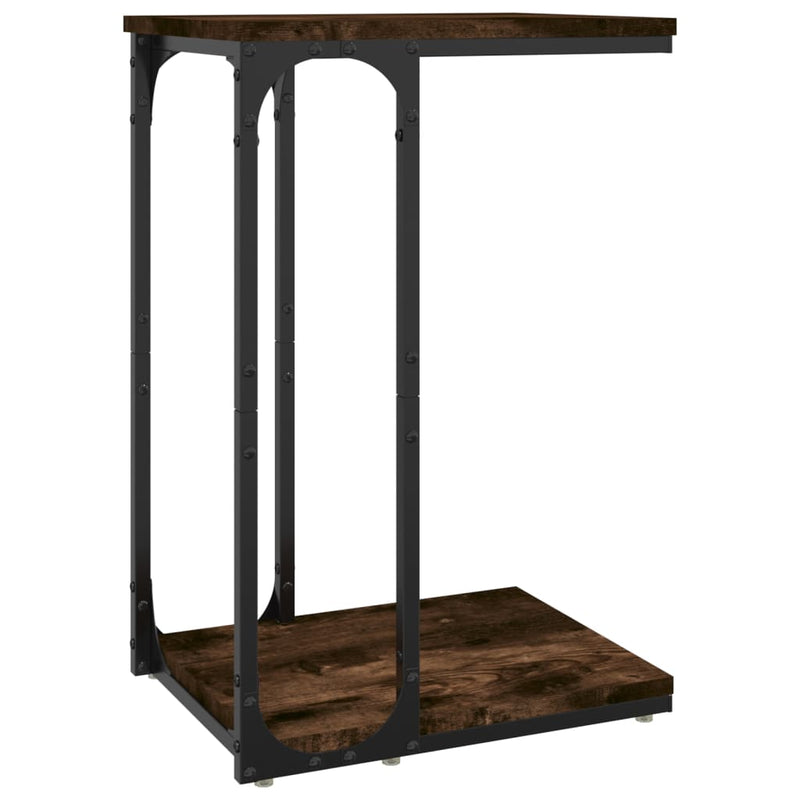 Bijzettafel 40x30x60 cm bewerkt hout gerookt eikenkleurig MeubelReus
