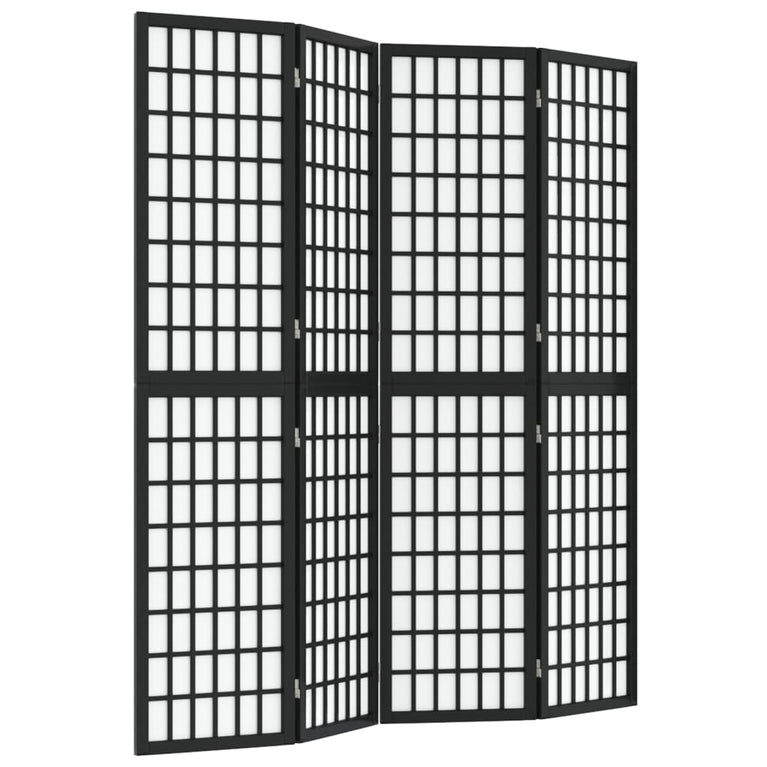 Kamerscherm inklapbaar 4 panelen Japanse stijl 160x170 cm zwart