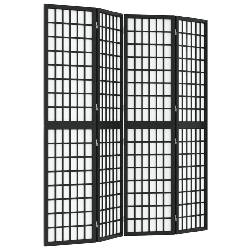 Kamerscherm inklapbaar 4 panelen Japanse stijl 160x170 cm zwart