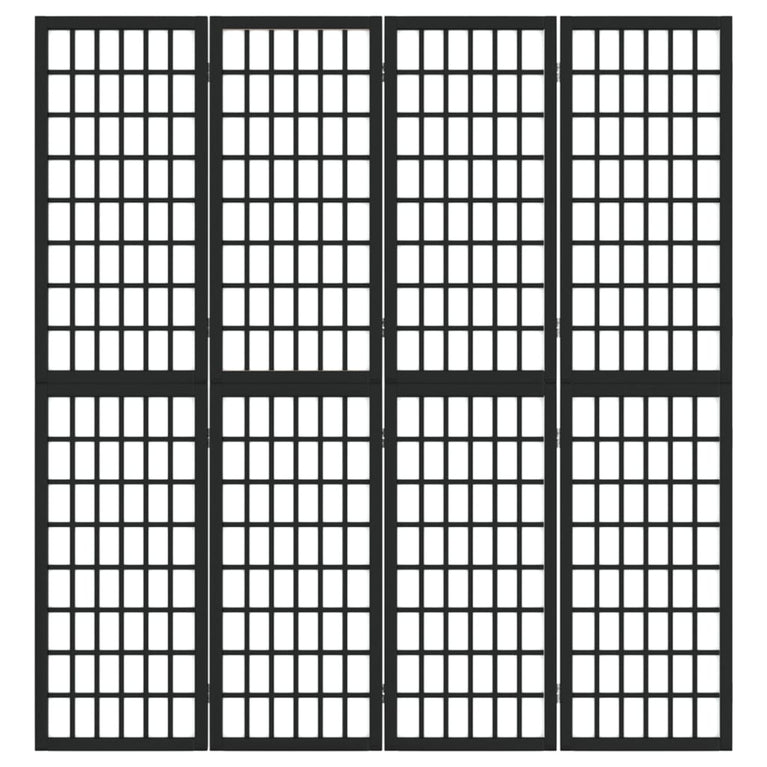 Kamerscherm inklapbaar 4 panelen Japanse stijl 160x170 cm zwart