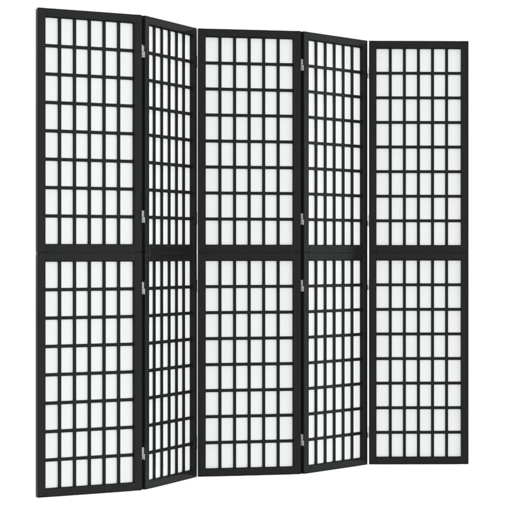 Kamerscherm inklapbaar 5 panelen Japanse stijl 200x170 cm zwart MeubelReus