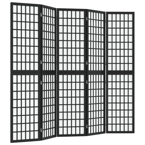 Kamerscherm inklapbaar 5 panelen Japanse stijl 200x170 cm zwart MeubelReus