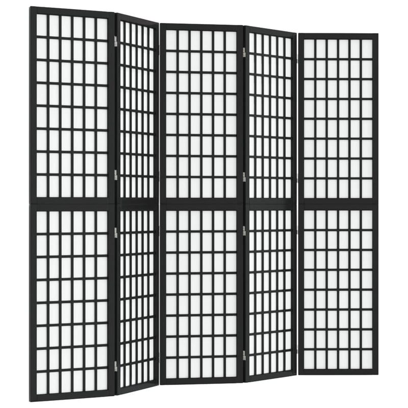 Kamerscherm inklapbaar 5 panelen Japanse stijl 200x170 cm zwart MeubelReus