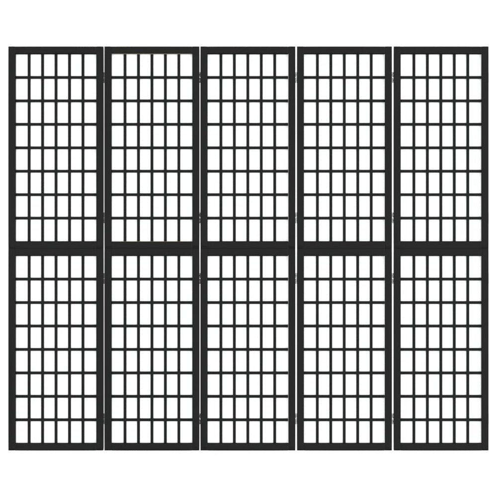 Kamerscherm inklapbaar 5 panelen Japanse stijl 200x170 cm zwart MeubelReus