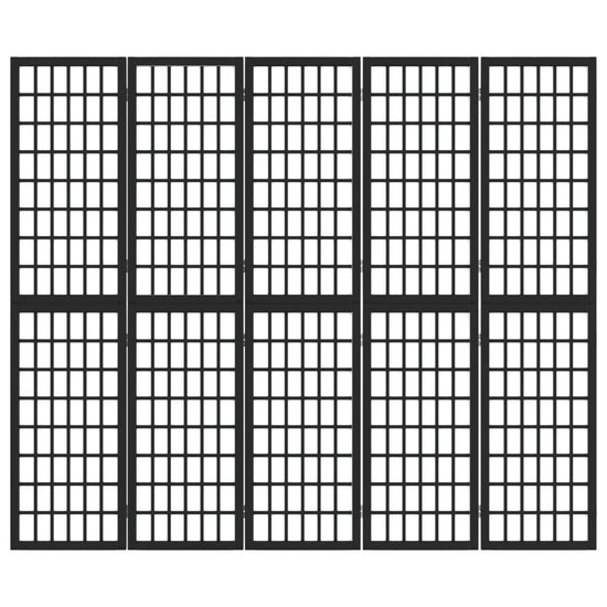 Kamerscherm inklapbaar 5 panelen Japanse stijl 200x170 cm zwart MeubelReus
