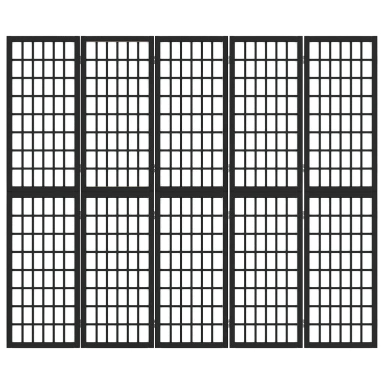 Kamerscherm inklapbaar 5 panelen Japanse stijl 200x170 cm zwart MeubelReus