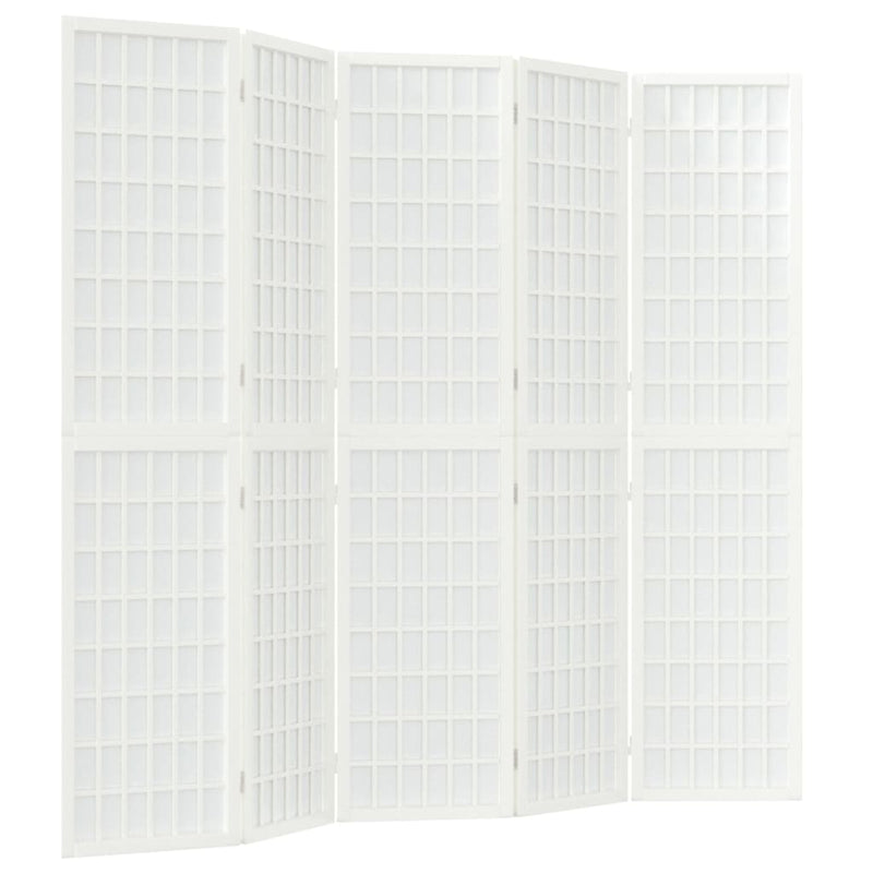 Kamerscherm inklapbaar 5 panelen Japanse stijl 200x170 cm wit