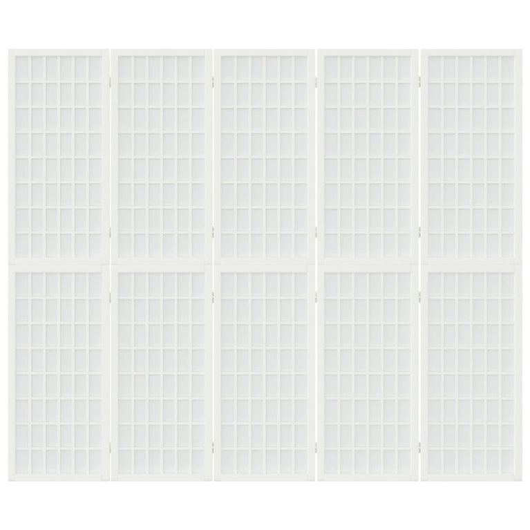 Kamerscherm inklapbaar 5 panelen Japanse stijl 200x170 cm wit