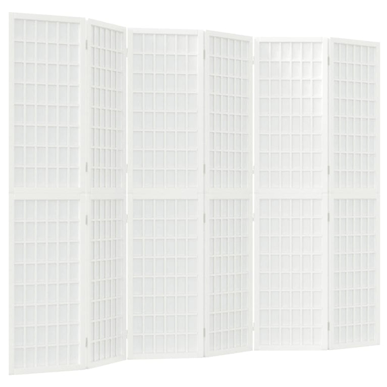 Kamerscherm inklapbaar 6 panelen Japanse stijl 240x170 cm wit